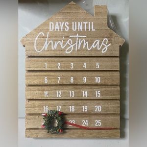 NEW! Countdown till Christmas Plaque. Wood. Can be hung on wall or has Stand.